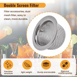 20Pcs Cocktail Smoker Filter Accessories, Double Screen Filter, Washable Stainless Steel Mesh Screen Filter Bowl