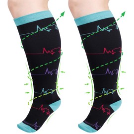 NATURE EVO 1 Pair Compression Socks for Women &Men Wide Calf, Plus Size Compression Socks For Women &Men 15-20 mmhg,Knee High,compression stockings for women