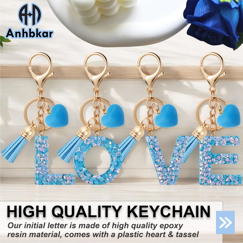 ANHBKAR Alphabet Initial Letter Keychain Cute Heart Resin - Letter