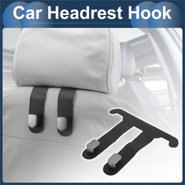 INFINAUTO Car Seat Headrest Hook Interior Accessories for Most Cars, SUVs, Trucks, Car Seat Back Hanger Hooks, Faux Leather, Metal, Black, 17.6 cm x 20.8 cm