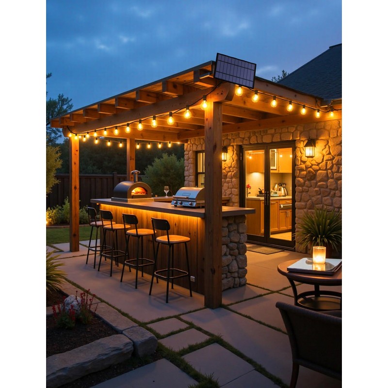 Larkvue 25FT Solar String Lights Outdoor with Remote, Waterproof Dimmable