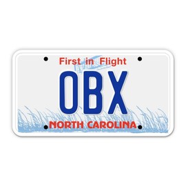 Squiddy OBX Outer Banks North Carolina State License Plate Style - Vinyl Sticker Decal for Phone, Laptop, Water Bottle (3.5" Wide)