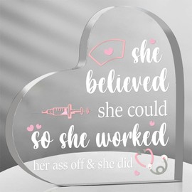 Nurse Gifts for Women 3.9x3.9 Inch Nursing Graduation Gifts for Her Acrylic Heart Keepsake Christmas Thanksgiving Nurse Graduation Decorations