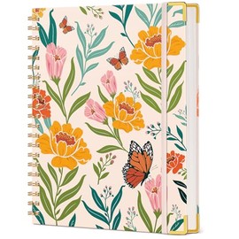 Lindo diario en espiral para mujer, 200 páginas con forro, 8.5 x 11 pulgadas, diarios en espiral grandes A4 con papel grueso de 100 g/m², cuaderno con rayas universitarias para escribir en el trabajo,
