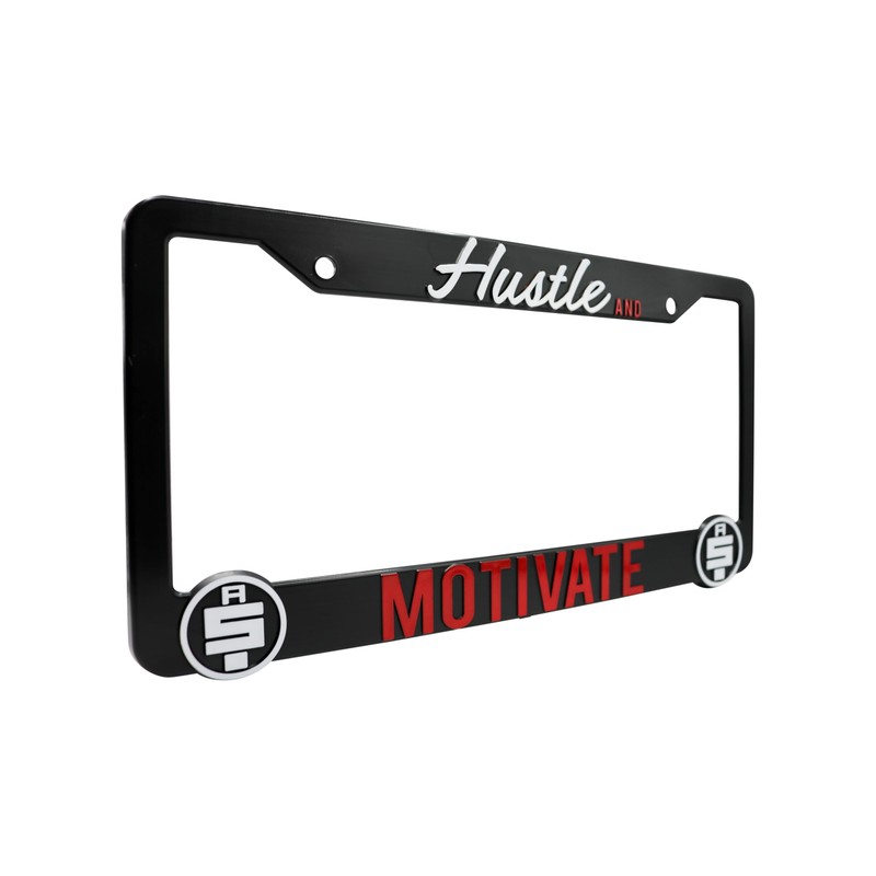 Hustle and Motivate License Plate Frame for Nipsey Hussle (Red)