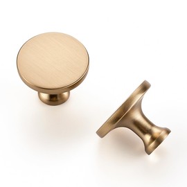 HOME EDIT 5 Pack 1-1/4 Inch Round Champagne Bronze Cabinet Knobs, Solid Zinc Drawer Pulls, Handles for Kitchen, Dresser, Closet, and Bathroom Cabinets, Modern Bronze Hardware