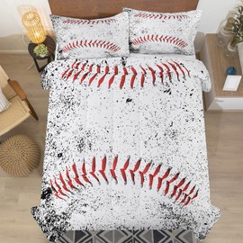 NINENINE Baseball Comforter Sets,Boys Bedding Full Size,Full Size Comforter Sets for Boys,Sports Bedding for Boys,White Comforter Set with 1 Comforter 2Pillowcases