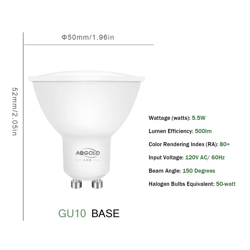 AOGOLO GU10 AC120V LED Light Bulbs, 6 Pcs Daylight White