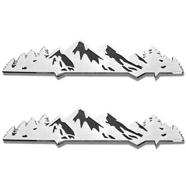OUESAAS Snow Mountain Tree Emblem for 2016-2023 Tacoma, 2 Pcs Snow Mountain Tree Graphic Logo Badge, Trunk Mountain Logo Emblem, Car Exterior Accessories (Silver Black)