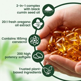 Oravita Mediterranean Triple Defense, Oravita Oil of Oregano with Black Seed Oil, Oregano Oil Capsules Organic for Immune & Digestive Support, Aceite De Oregano 200 Capsules (Pack of 1)