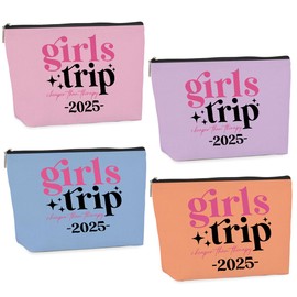 CHQIUCR 4 Pcs Girls Trip Gifts Girls Weekend Gifts for Women Girls Trip Favors Makeup Bag Cosmetic Bag for Female Lady Girl Daughter Friend Coworker Niece Weekend Bag Vacation Christmas Birthday