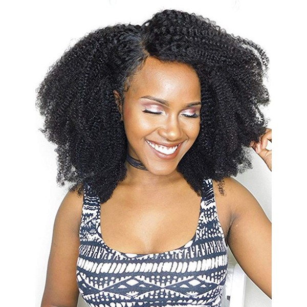 Luwigs Afro Kinky Curly 4B 4C Clip in Hair Extensions for African American Women Real Brazilian Virgin Human Hair Clip Ins Natural Color 7pcs/set (20 Inch, Afro Kinky Curly)