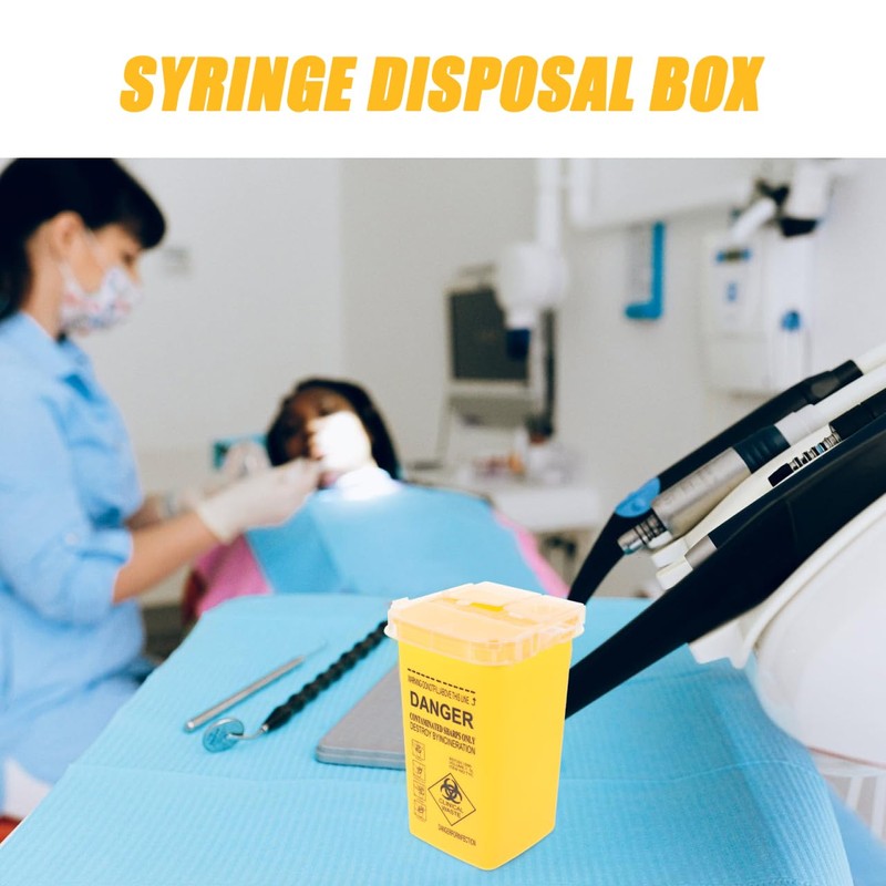 FOMIYES Multi-Purpose Sharps Container 0.26 Gallon Capacity, Yellow Pp Plastic
