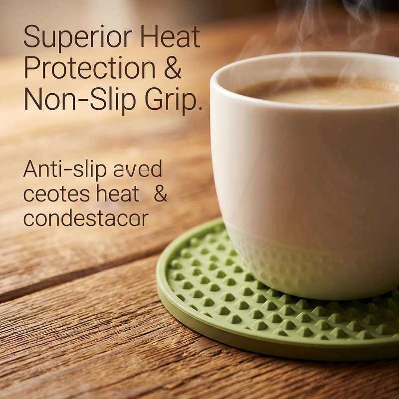 6-Piece Silicone Coasters Set with Holder, Premium Drink Pads, Non-Slip