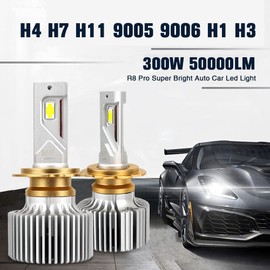 CYNBHH - Faros de automóviles, 300W 50000LM Sistema de iluminación de automóviles de Bombillas, Haz Alto / Haz bajo, Kit de conversión de Luces antiniebla, H4 9006 9005 H11 H7 , un par (H3)