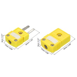 QUARKZMAN K-Type Thermocouple Wire Connector Female Plug Adapter High Temperature 220°C (428°F) for Thermocouple Sensor Probe Yellow Set of 5