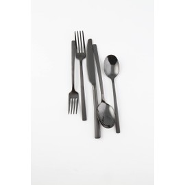 Cambridge Silversmiths Beacon Black Sand Mirror 20-Piece Flatware Set, Service for 4