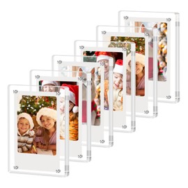JUOIFIP 6 Pack Acrylic Polaroid Magnetic Frames for Refrigerator, Clear Picture Frames for Mini Instant Photos, 2.36 x 3.54 Inch Wallet Size Instax Magnet Frame for Fridge