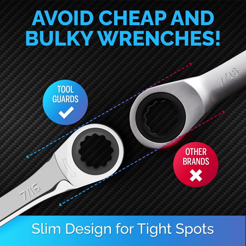 TOOLGUARDS 7-16-ratchet wrench open end ratcheting