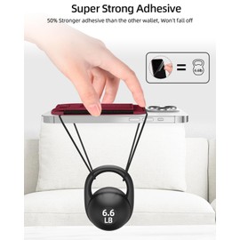 Premium Leather Phone Wallet, Strong Adhesive Cell Phone Pocket, Credit Card Holder for Smartphones, Fit 7 Cards, Red, 1 Pack