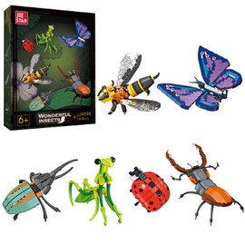 Astrevo Insekten Bausteine Set, 6 Pack Insekten Tiere Bausteine Spielzeug Geschenke für Kinder und Erwachsene, 769 Teile