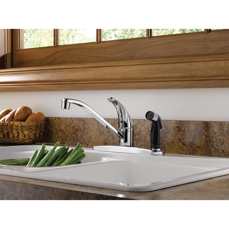Peerless Single-Handle Kitchen Sink Faucet with Integrated Side Sprayer, Chrome