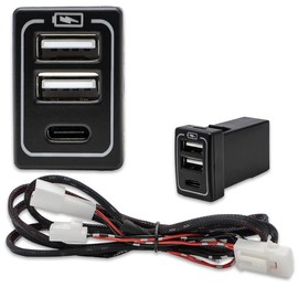 [Share Style] [2] Toyota Daihatsu Car Dedicated 3-Port USB Extension QC3.0 PD3.0 Compatible Type A Type C Rapid Charging Port Built-In Switch Panel Service Hole