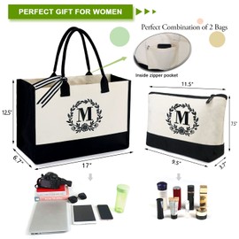 BeeGreen Canvas Tote Bag w Makeup Bag M