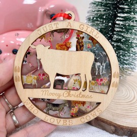 Just A Girl Who Loves Cows Ornament, Cow Ornament, Cow Christmas Ornament, Cow Ornaments for Christmas Tree, Floral Cows Farmhouse Decor, Cute Cow Gifts for Women Girls, Cow Lover, Farmer, Farm Girl