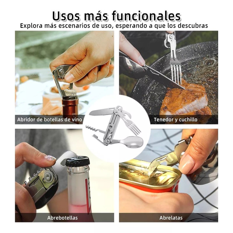 Baixi Set De Cubiertos Plegables Campismo Viaje Navaja Multiuso