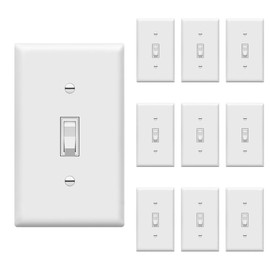 ENERLITES Toggle Light Switch with Wall Plate, 3-Way or Single Pole, 15A 120-277V, Grounding Screw, Residential Grade, UL Listed, 83150-WWP-10PCS, White, 10 Pack