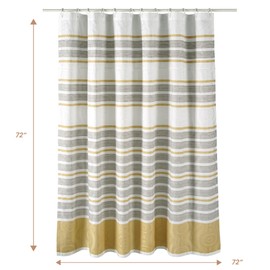 Threadmill - Cortina de ducha 100% algodón | Cortinas de ducha de 72 x 72 pulgadas con patrón Jaquard, lavable a máquina, calidad de hotel, resistente al agua para baño, rayas grises beige