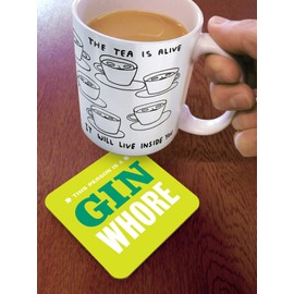 Brainbox Candy - Funny Rude 'Gin Wh*re Coaster' - Small Gift Ideas For Him Her - Friends Birthday - Housewarming Present - New Home Gift - Funny Gifts For Women Men