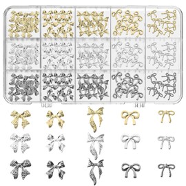 135Pcs Five Styles of Nail Bow Decorations, Bow Charms Decor Supplies, Art Accessories Supplies Suitable for Making Exquisite & Elegant Nail Accessories