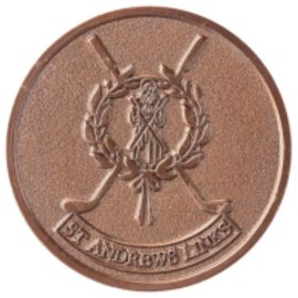 St. ANDREWS Two Sided - Antique Copper - LARGE FLAT Golf BALL MARKER