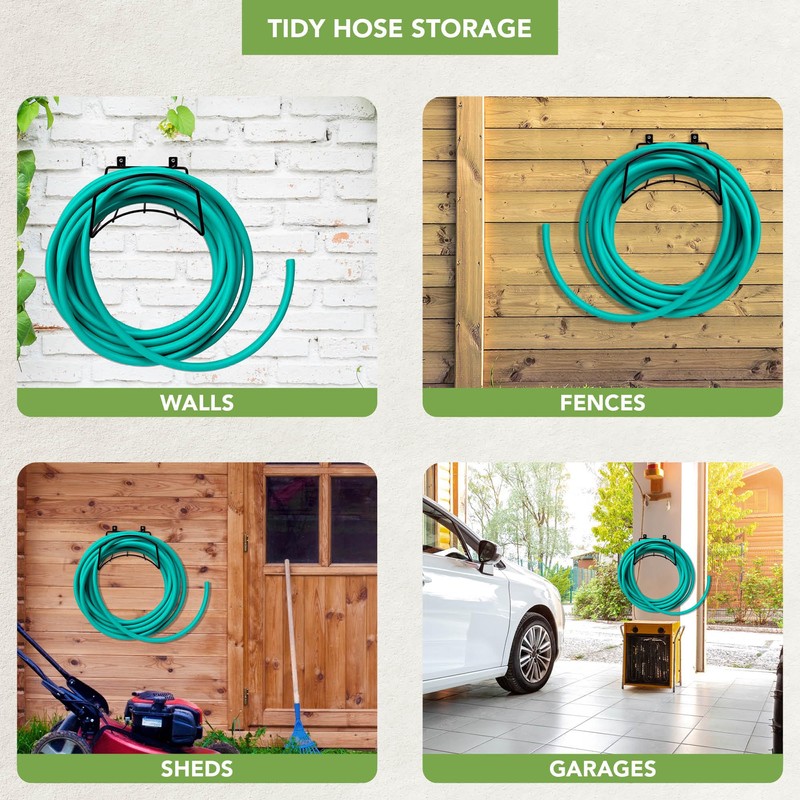 BLOSTM Wall Mounted Garden Hose Hanger - Solid Steel Hose