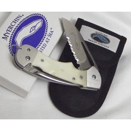 Rigging Knife & Marlin Spike Myerchin AF300P Professional Captain Pro Engravable White Bone Handle