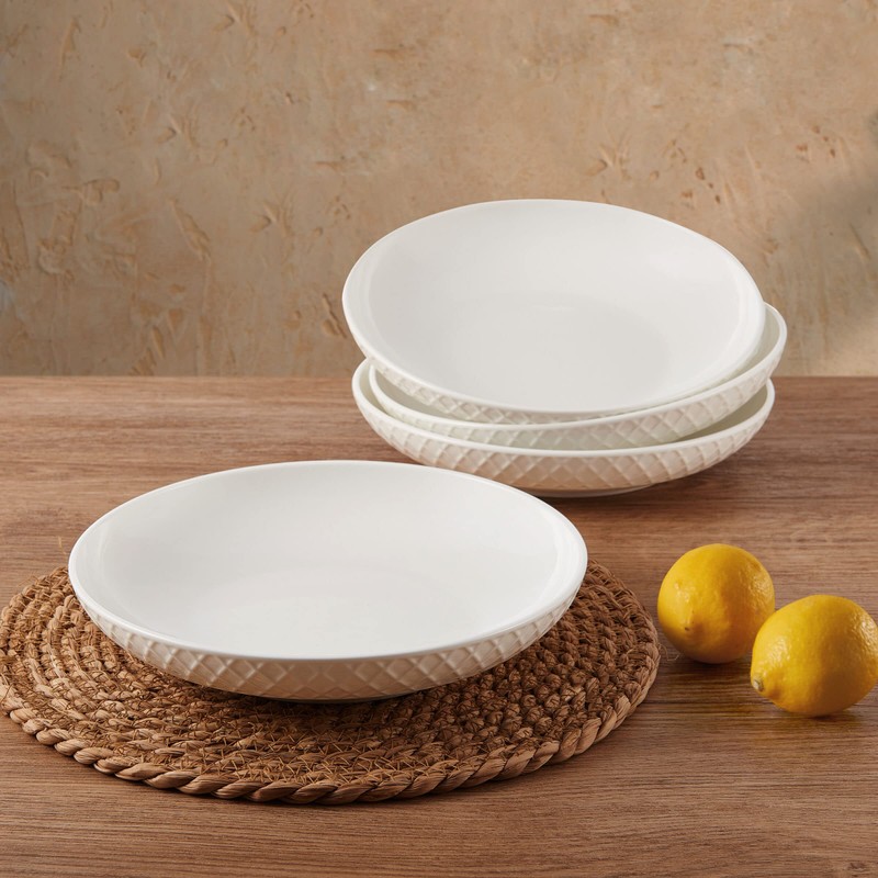 Mikasa Trellis Bone China 8-Inch Pasta Bowls Set of 4,