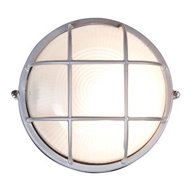 Nauticus - Round 7"dia Wet Location Bulkhead - Satin Finish - Frosted Glass Shade