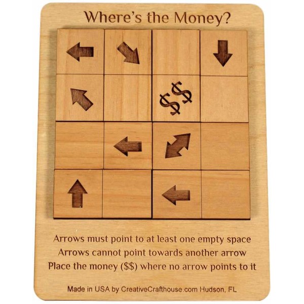 Wooden Logic Puzzle | Where's the Money? | Handmade Wooden