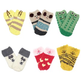 COACOM 6 Pairs Fluffy Toddler Thermal Socks, Winter Fleece Socks, Winter Socks for Men and Women, Soft Toddler Thermal Socks, Cute Pattern Toddler Fleece Socks, multicoloured