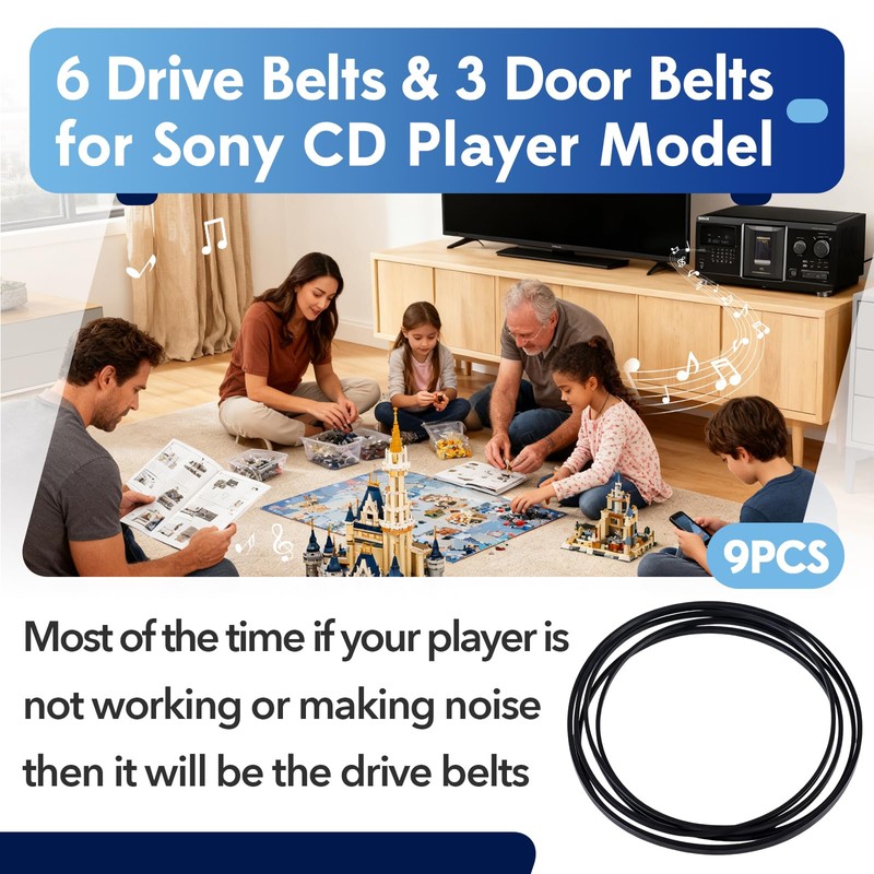 9 PCS Belts for Sony 300 CD Player, Including 3