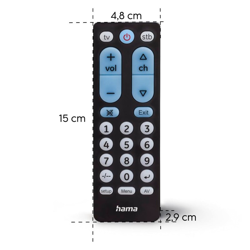 Hama Universal TV Remote Control for 2 Devices, Large Buttons