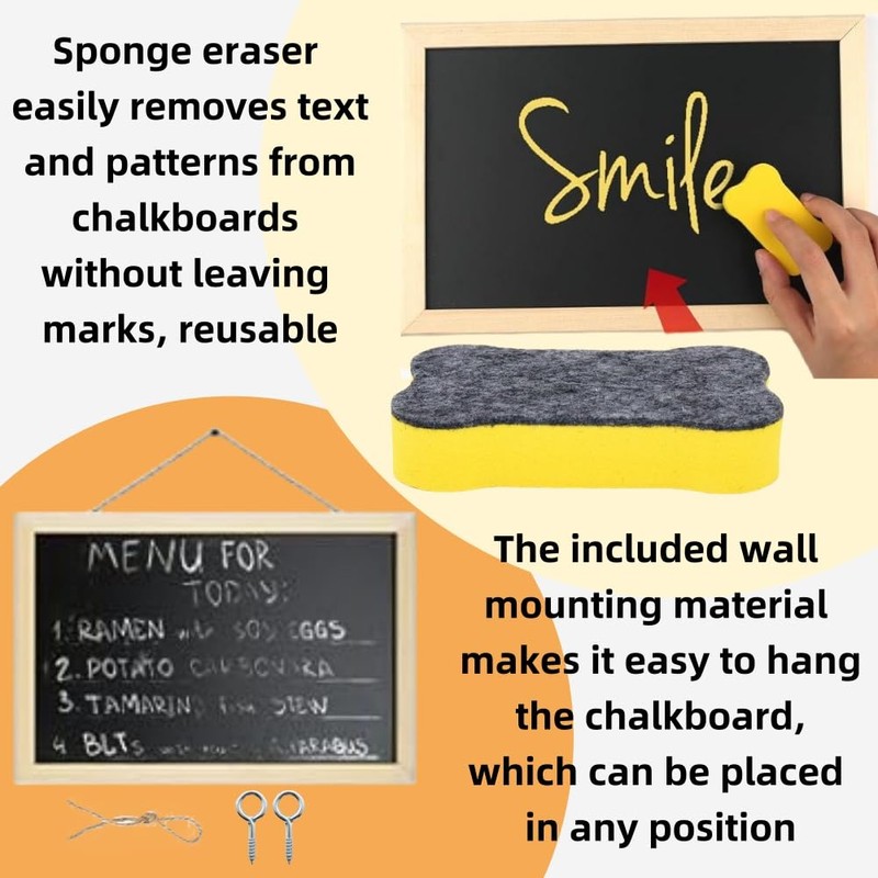 A4 Wooden Frame Chalkboard Set - 3 Slate Boards for