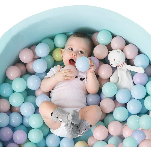 TRENDBOX Ball Pit Balls 100 - Macaron Colors Pit Balls Non-Toxic Free BPA Soft Plastic Balls for Ball Pit Play Tent Baby Playhouse Pool Birthday Party Decoration (A-5 Macaron Colors)