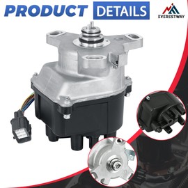 EVERESTWAY Ignition Distributor 8 Pins Compatible for 1999-2000 Honda Civic/Acura EL 1.5L 1.6L Black Cap and Rotor kit Replacement TD-63U TD73U TD91U