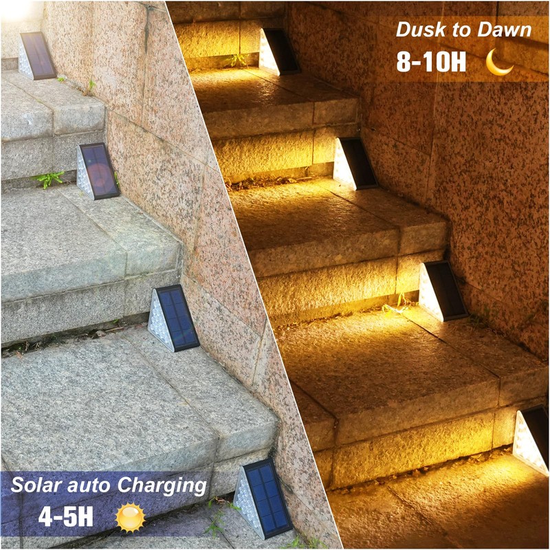 VOLISUN Outdoor Stair Lights 8 Pack, Solar Step Lights Outdoor