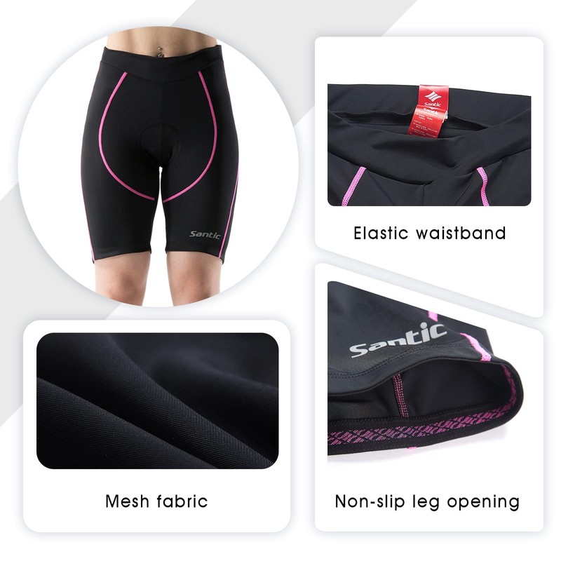 Santic Pantalones Cortos de Ciclismo para Mujer Acolchados con Acolchado