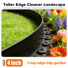 ESOHOT 4 inch Tall Landscape Edging Kit 100FT Garden Edging with Spikes for Lawn Edging and Flower Beds (Black, 100FT)