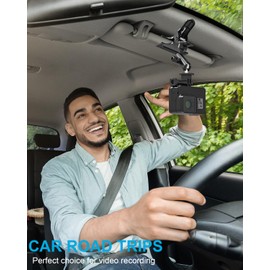 Car Sun Visor Camera Mount Holder - [Metal Super Clamp] 360° Ballhead Magic Arm Car Mount Accessories with 1/4"-20 Thread for GoPro 12 11 10 9 8 7 Insta360 X3 X4 Go3 Ace Pro DJI Action 4 Osmo Pocket 3